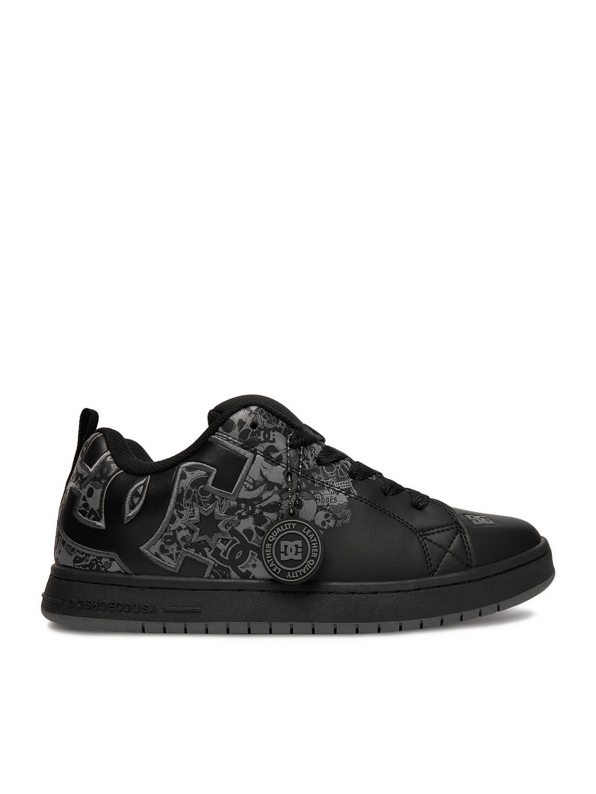 DC Court Graffik Mens Black Leather Skate Sneakers Shoes CEOWB Euro Edtion